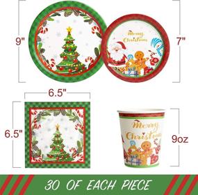 img 2 attached to 🎅 Christmas Paper Plates and Napkins Sets - Green Christmas Tree and Red Santa Claus Design - 30 Guests - 30 Dinner Plates, 30 Dessert Plates, 30 Napkins, 30 Cups - Perfect for Holiday Christmas Celebration!