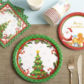 img 3 attached to 🎅 Christmas Paper Plates and Napkins Sets - Green Christmas Tree and Red Santa Claus Design - 30 Guests - 30 Dinner Plates, 30 Dessert Plates, 30 Napkins, 30 Cups - Perfect for Holiday Christmas Celebration!