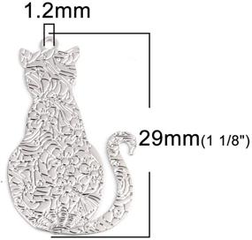 img 2 attached to 🐱 JGFinds Cat Copper Flower Stamped Charm Pendants - Pack of 20 (10 Silver Tone & 10 Gold Tone), 1 1/7 x 2/3 Inch, Customizable with Blank Back