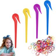 🎀 set of 4 elastic hair band removers with 60 rubber hair ties for pain-free ponytail removal - thickened colored rubber hair ties included logo