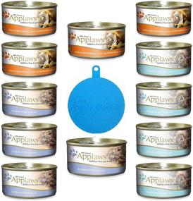 img 4 attached to 😺 Applaws Canned Cat Food in Broth - Additive Free Variety Pack with Tuna, Ocean Fish, Chicken & Pumpkin (12 Cans, 2.47 oz Each) + Silicone Lid - 13 Total Items