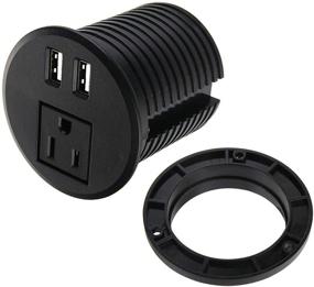 img 4 attached to 2 3/8 inch Hole Desktop Power Grommet with 2 USB Charging Ports and 6.5ft Extension Cord - Table Power Outlet Strip for Computer, Kitchen, Office, Home, Hotel, and More