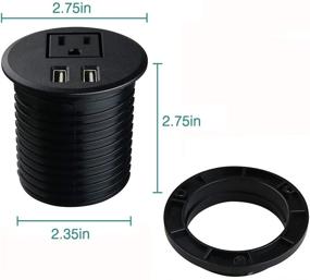 img 2 attached to 2 3/8 inch Hole Desktop Power Grommet with 2 USB Charging Ports and 6.5ft Extension Cord - Table Power Outlet Strip for Computer, Kitchen, Office, Home, Hotel, and More