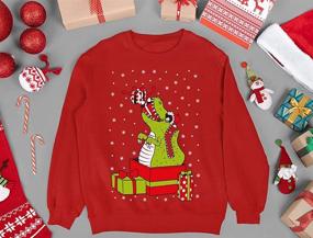 img 1 attached to 🦖 Dinosaur Sweater Toddler Sleeve T Shirt: Boys' Cozy Clothing Essential