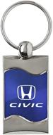 🔑 honda civic blue metal key ring with spun brushed finish logo