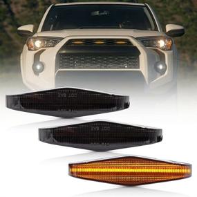 img 4 attached to 🚗 Enhance Your 2014-up Toyota 4Runner: 3pcs Front Grille Led Running Lights - NSLUMO Amber LED Kit with Smoked Lens