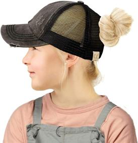 img 2 attached to 🧢 C.C Kids 2-5: Stylish Ponytail Baseball Visor Cap Hat with Messy Buns Ponycaps