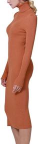 img 3 attached to Ninovino Turtleneck Bodycon Sweater Tangerine M Women's Clothing