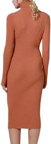 img 2 attached to Ninovino Turtleneck Bodycon Sweater Tangerine M Women's Clothing