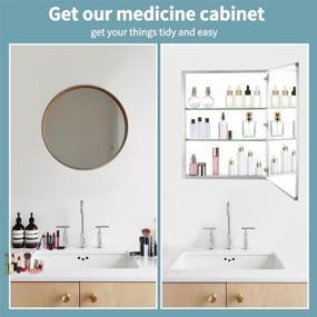 img 1 attached to 🪞 Movo 30x24 Inch Aluminum Mirror Cabinet with Single Door - Surface Mount or Recess Installation, Bathroom Medicine Cabinet with Mirror