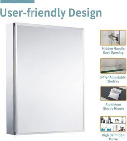 img 3 attached to 🪞 Movo 30x24 Inch Aluminum Mirror Cabinet with Single Door - Surface Mount or Recess Installation, Bathroom Medicine Cabinet with Mirror