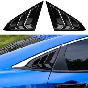 img 4 attached to 🔥 THENICE Блестящие чёрные задние боковые стеклянные жалюзи Воздухоотвод покрытие для глухов Honda Civic Sedan 2016-2021- 10-е поколение в стиле гоночный