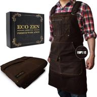 🔨 16 oz waxed canvas woodworking shop apron with metal tape holder - fully adjustable, comfortably fits men size s to xxl - tough tool apron for maximum protection - ideal father's day gift for dad logo
