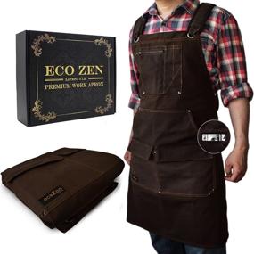 img 4 attached to 🔨 16 oz Waxed Canvas Woodworking Shop Apron with Metal Tape Holder - Fully Adjustable, Comfortably Fits Men Size S to XXL - Tough Tool Apron for Maximum Protection - Ideal Father's Day Gift for Dad