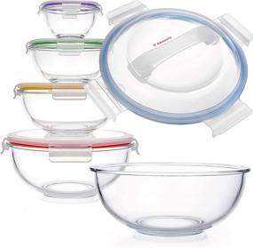 img 4 attached to 🍲 Stackable Glass Mixing Bowls with Lids - Nesting Kitchen Bowls - Space-Saving Set of 5 Microwave-Safe Glass Containers - BPA-Free Glass Storage Bowls for Food Storage and Cooking