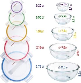 img 3 attached to 🍲 Stackable Glass Mixing Bowls with Lids - Nesting Kitchen Bowls - Space-Saving Set of 5 Microwave-Safe Glass Containers - BPA-Free Glass Storage Bowls for Food Storage and Cooking