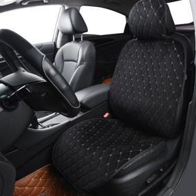 img 3 attached to CAR PASS Full Cover Quilting Sideless Universal Car Seat Cover Cushion - Easy Fit 🚗 for Vehicles, SUVs, Sedans, Vans - Quick Installation within Seconds (ONE Piece Package, Black with Gray)