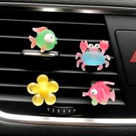 4 pcs cute car air vent clips charm, automotive 🐠 interior accessories, sea fish little yellow croaker cute dasiy flowers car decor logo