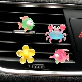 img 4 attached to 4 PCS Cute Car Air Vent Clips Charm, Automotive 🐠 Interior Accessories, Sea Fish Little Yellow Croaker Cute Dasiy Flowers Car Decor