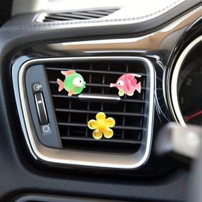 img 2 attached to 4 PCS Cute Car Air Vent Clips Charm, Automotive 🐠 Interior Accessories, Sea Fish Little Yellow Croaker Cute Dasiy Flowers Car Decor