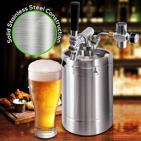 img 3 attached to 🍺 64oz Stainless Steel Growler Tap - Portable Mini Keg Dispenser Kegerator Kit, Pressurized Beer System with Co2 Regulator for Craft Beer, Draft, and Homebrew - NutriChef