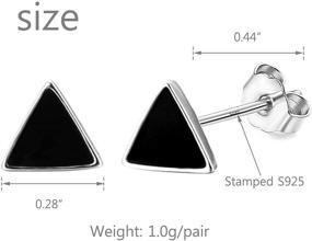 img 1 attached to 👂 Haiyin 925 Sterling Silver Stud Earrings for Women - Small Circle/Star/Mickey/Triangle/Heart/Clover Holo Bar Hypoallergenic Earrings