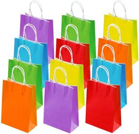 img 4 attached to Colorful Cooraby Birthday Gift Paper Bags with Handles - 🎁 30 Pieces Party Favor Bags, Goody Bags for Birthdays, Weddings, and Shopping