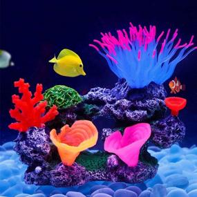 img 2 attached to 🐠 Glowing Effect Artificial Coral Plant Ornaments for Fish Tank, Vibrant Aquarium Coral Decor - 1pc, Size: 7 4/5" x 3 1/2" x 5 9/10