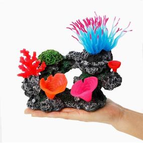 img 1 attached to 🐠 Glowing Effect Artificial Coral Plant Ornaments for Fish Tank, Vibrant Aquarium Coral Decor - 1pc, Size: 7 4/5" x 3 1/2" x 5 9/10