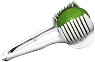 🍅 efficient handheld round fruit slicer - kiwi, tomato, mushroom, salad & vegetable slicer - kitchen tool in white logo