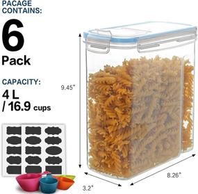 img 3 attached to 🥣 Airtight Cereal Container Set - MCIRCO Food Storage Containers (Set of 6, 4L / 135.2oz) BPA Free Dispensers with Measuring Tools, Blue