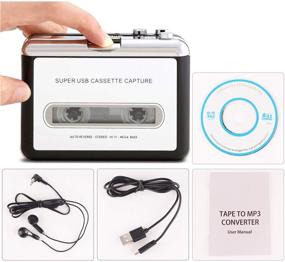 img 2 attached to 🔊 Революционный USB кассетный проигрыватель: Конвертируйте кассеты в MP3 с обновленным кассетным проигрывателем Walkman для ноутбуков и ПК.