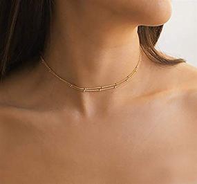 img 1 attached to 💍 Dainty Beaded Choker Necklaces: Elegant 14K Gold/Silver Plated Coin/Satellite Chain for Women