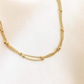 img 3 attached to 💍 Dainty Beaded Choker Necklaces: Elegant 14K Gold/Silver Plated Coin/Satellite Chain for Women