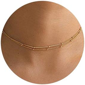 img 4 attached to 💍 Dainty Beaded Choker Necklaces: Elegant 14K Gold/Silver Plated Coin/Satellite Chain for Women