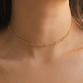 img 2 attached to 💍 Dainty Beaded Choker Necklaces: Elegant 14K Gold/Silver Plated Coin/Satellite Chain for Women