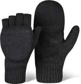 img 4 attached to Winter Fingerless Gloves Convertible Mittens Outdoor Recreation