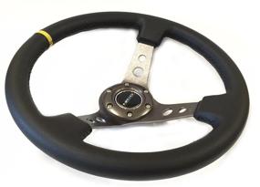 img 1 attached to 🔧 NRG Innovations 350mm Sport Steering Wheel ST-006R-GM-Y (3-inch Deep) Gun Metal with Center Marking