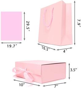 img 3 attached to 🎁 10x7x3.5 Inch Foldable Gift Box with Lid, Ribbon, and 2 Large Tissue Paper Fill – Ideal for Birthdays, Christmas, Graduations, Thanksgiving, Father's Day, and More. Includes Hand Bag.