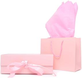 img 4 attached to 🎁 10x7x3.5 Inch Foldable Gift Box with Lid, Ribbon, and 2 Large Tissue Paper Fill – Ideal for Birthdays, Christmas, Graduations, Thanksgiving, Father's Day, and More. Includes Hand Bag.