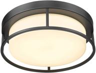 💡 dimmable led flush mount ceiling light fixture, caldion 12 inch 24w 950lumen round, 3000k warm white, black, frosted glass shade, close to ceiling lights for hallway, 6871lfm-bk logo