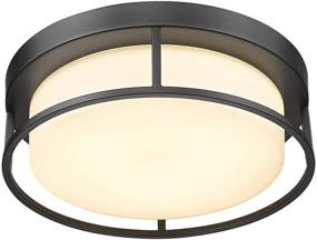 img 4 attached to 💡 Dimmable LED Flush Mount Ceiling Light Fixture, CALDION 12 Inch 24W 950Lumen Round, 3000K Warm White, Black, Frosted Glass Shade, Close to Ceiling Lights for Hallway, 6871LFM-BK