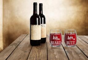 img 2 attached to 🍷 I Like His Beard, I Like Her Butt - His and Hers Stemless Wine Glasses for Anniversaries, Weddings, Bridal Showers - 15oz Crystal Wine Glasses and Couples Gifts Ideas