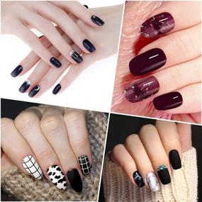 img 3 attached to 💅 280-штучные самоклеющиеся черные наклейки для ногтей - полностью покрывающие ногтевые декали с 2 наковальнями для девочек и женщин, шикарный стиль