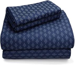 img 4 attached to 🛏️ Ultra Soft Marquess Microfiber Flannel Sheet Set – Comfortable 4-Piece Printed Sheets with Luxury Warmth, Breathability, and Fade Resistance – Easy Care Bedding Collection (Full Size, Navy Cross)