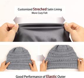 img 2 attached to Stylish and Cozy Winter Knit Beanie: Satin Lined, Cable Thick Chunky Cap for Women and Men