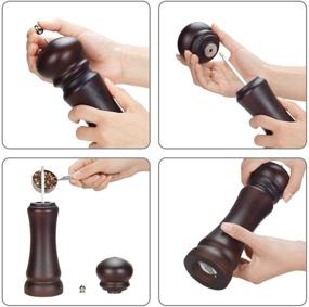 img 1 attached to 🍽️ VEVOK CHEF Wood Salt and Pepper Grinder Set - Adjustable Coarseness Ceramic Beech Wooden Pepper Grinder, 9 Inch Refillable Pepper Mill for Himalayan Peppercorns - Perfect Home Chef Gift with Extra Large Spice Grinder