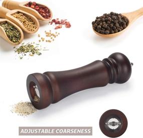 img 2 attached to 🍽️ VEVOK CHEF Wood Salt and Pepper Grinder Set - Adjustable Coarseness Ceramic Beech Wooden Pepper Grinder, 9 Inch Refillable Pepper Mill for Himalayan Peppercorns - Perfect Home Chef Gift with Extra Large Spice Grinder