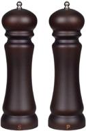 🍽️ vevok chef wood salt and pepper grinder set - adjustable coarseness ceramic beech wooden pepper grinder, 9 inch refillable pepper mill for himalayan peppercorns - perfect home chef gift with extra large spice grinder logo