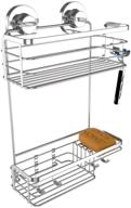 🚿 vidan home solutions stainless steel shower caddy: rustproof, wall mounted with suction cups, modern multi-shelf organizer for shampoo, conditioner, soap, loofah, razor logo